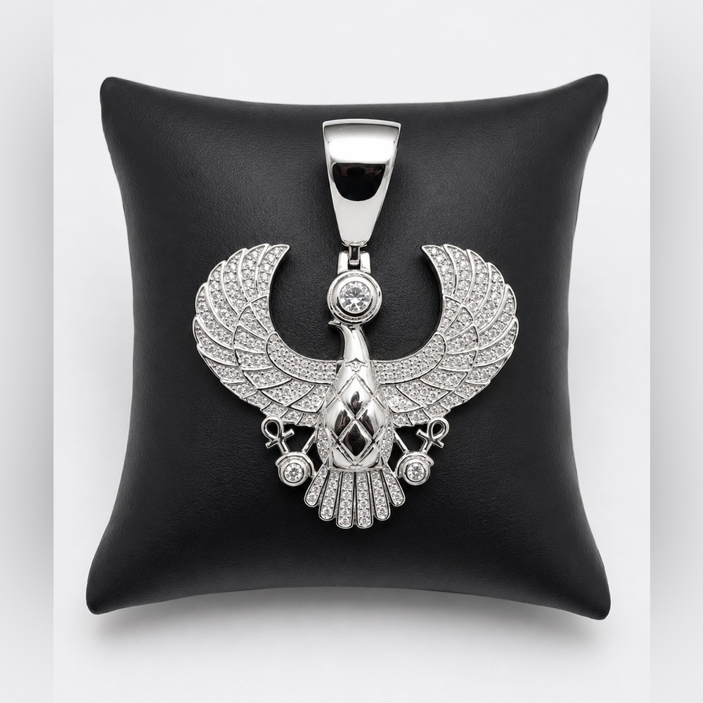 925 Sterling Silver 1.95CT MOISSANITE Falcon Bird Iced Out Men’s Pendant